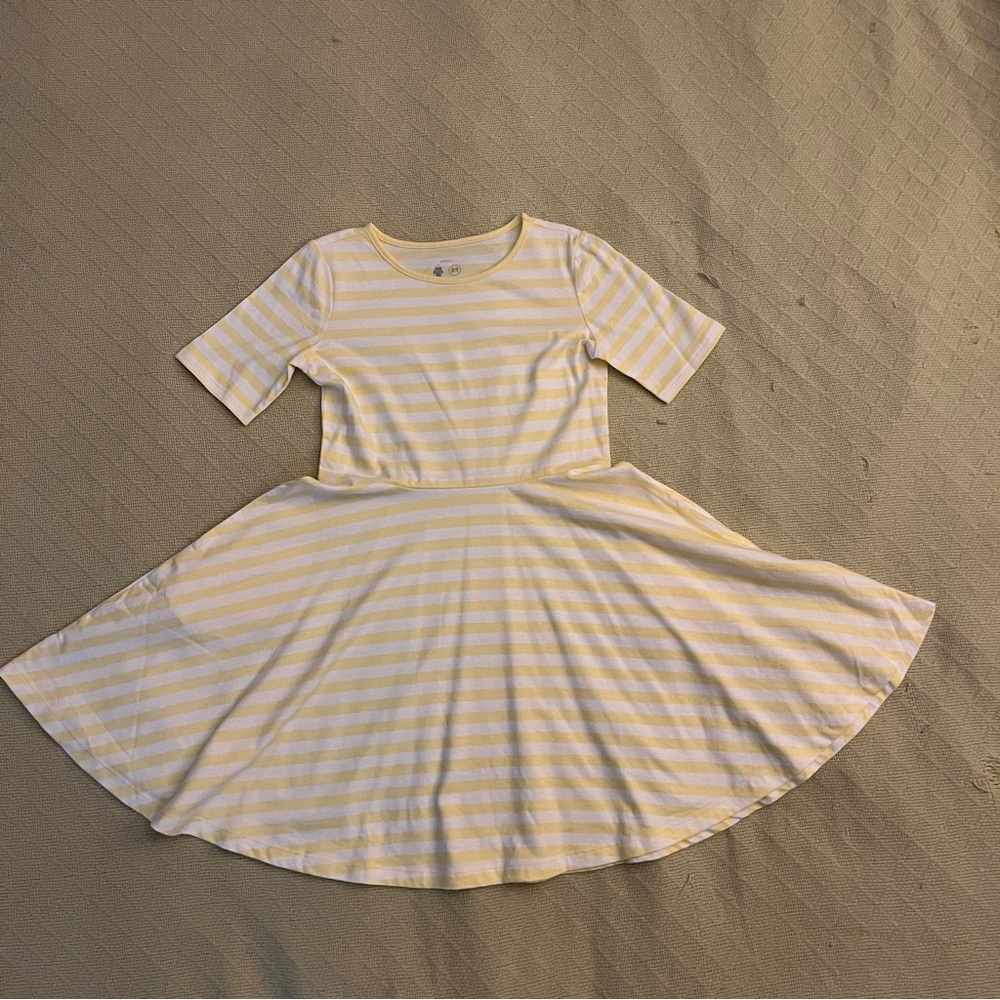Girls Primary Yellow and White Striped Perfect Pocket Dress size 8-9